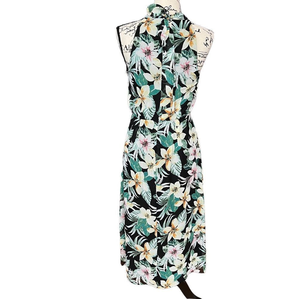 Julia Jordan Floral halter chiffon midi dress Ladies size 2 Black multi - Picture 2 of 8